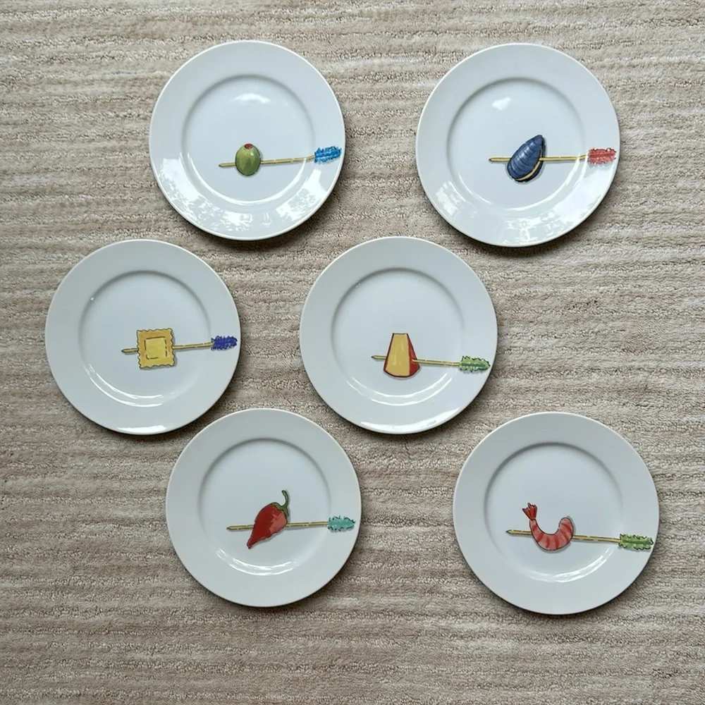 Crate & Barrel Tidbits Set of 6 Appetizer Plates 6½